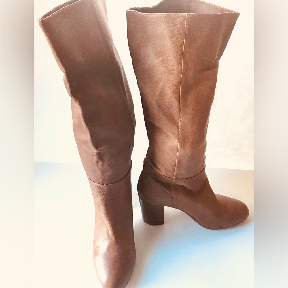 Wynona Leather Boots Tall Silent d | Sz 39/US 8/8.5 | Carmel Tan Brown - Picture 3 of 16